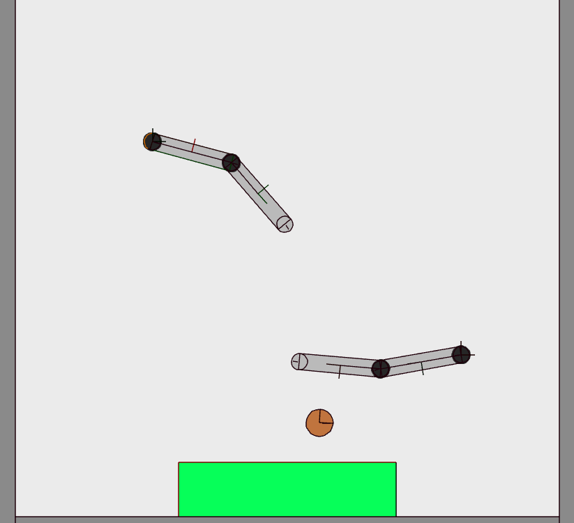 Robotic arm environment showing random movement behavior