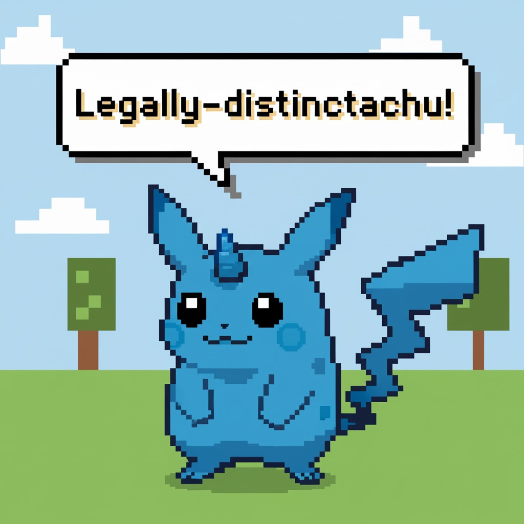 An image of Legally-distinctachu, a satirical mascot